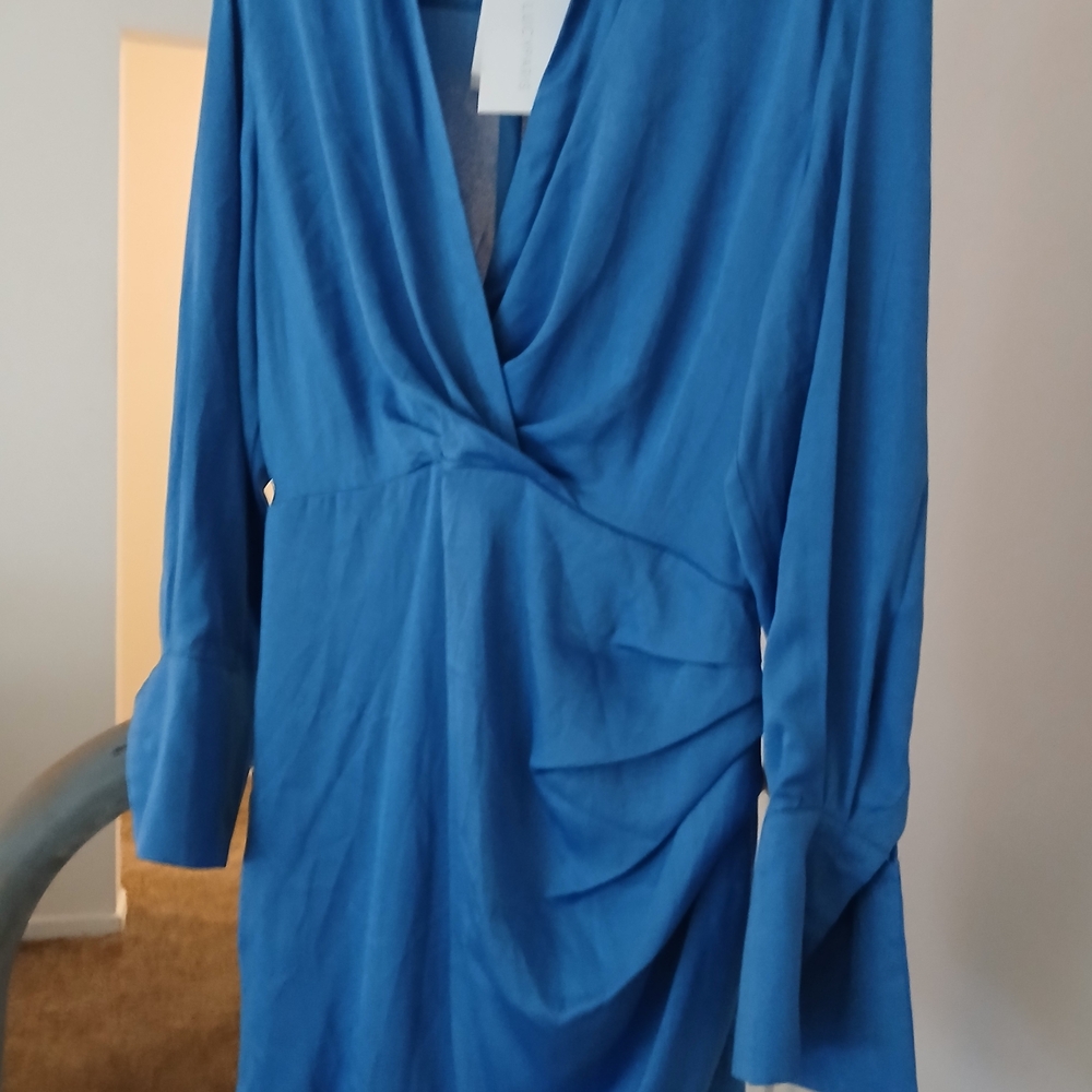 Elegant Blue Long Sleeve Dress
